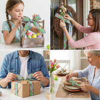 4.57M Easter Decorative Ribbon Festive Design Easter Hare and Carrot Ribbon DIY Crafts Material Trim for Crafters, Home Decor Enthusiasts, Wreath Making