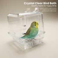 Bird Feeder Bath Combo Hanging, Transparent Acrylic Bird Bath Feeder Station for Small Birds, Parrots, Budgies, Canary, Indoor Bird Feeder Bath