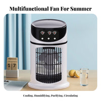 Portable Air Chiller Cools and Humidifies Desktop Air Chiller Multi-Functional Function Desktop Cooling Fan for Students, Office Workers, Dorm Room