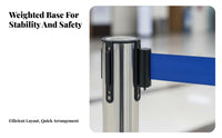Sturdy Construction Retractable Belt Stanchion Easy Assembly Retractable Belt Barrier 4-Way Connection Queue Line Barrier Post Rustproof for Event Organizers, Security Personnel, Business Owners, Airports, Red Carpet Events, Retail Stores