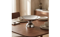 Fruit Bowl with Pedestal Silver Pedestal Serving Bowl Round Dessert Plate for Dining Table
