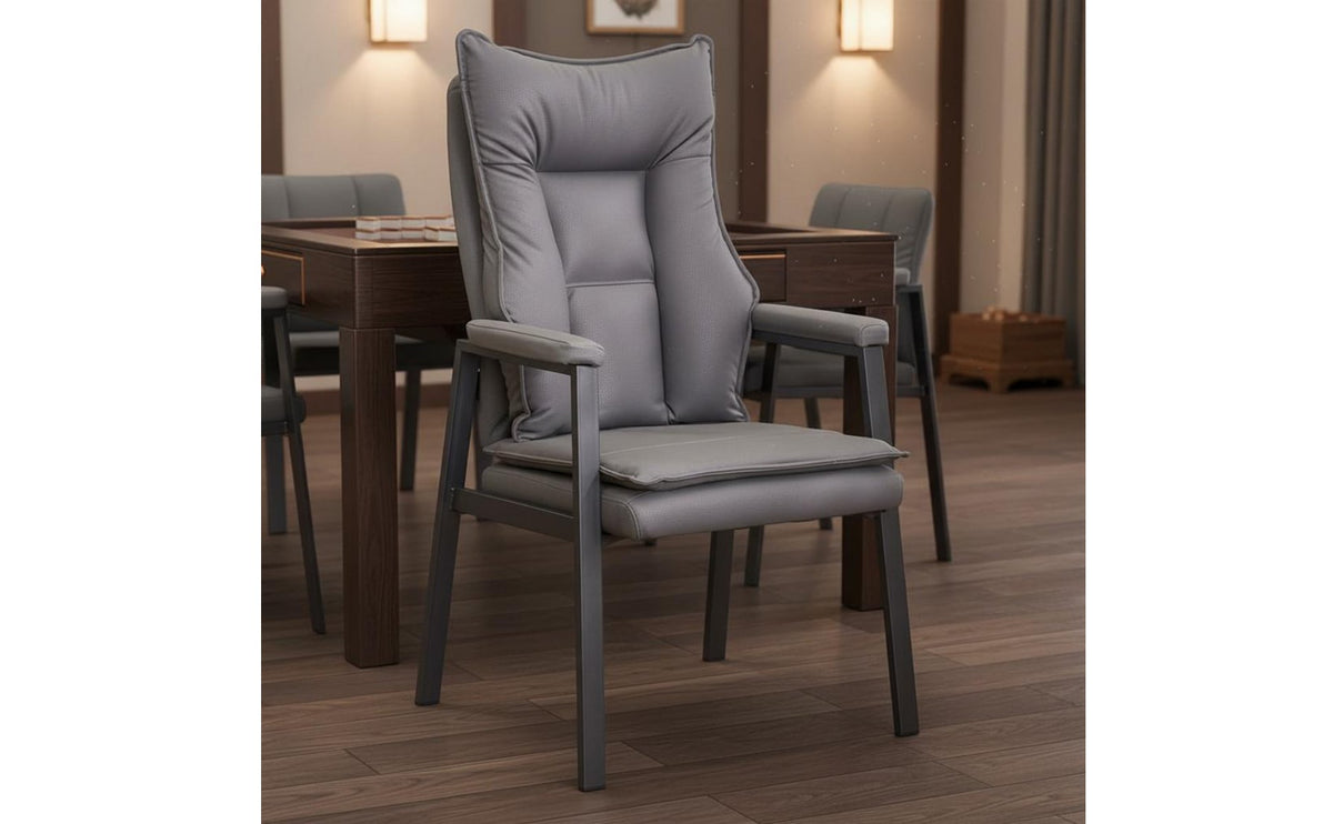 Ergonomic Mahjong Chair Heavy Duty High Back Ergonomic Chair Scratch-Resistant Cushioned Faux Leather Armchair for Participants