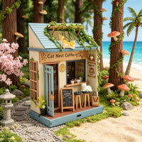 Miniature Coffee Shop Vintage Miniature Cafe Model Warm 3D Puzzle Model Kit for Tabletop Decor
