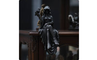 Reaper Statue with Bird Hooded Gothic Statue Black Decor for Halloween, Bookshelf