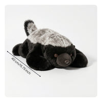 Honey Badger Stuffed Toy Lying Honey Badger Plushie Cuddle Pillow Prone Soft for Children, Bed, Sofa