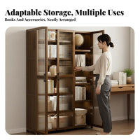 Floor-Standing bookshelf with Transparent Doors particle-proofresistant Enclosed bookshelf with Transparent Doors Large Capacity Household Storage Sturdy Construction for Book Lovers, Homeowners, Collectors, Home Office, Study Room, Bedroom