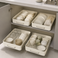 Large Capacity Dish Drainer, Under Sink Organizer, Sliding Drawer, No Installation, Minimalist Rectangular Design