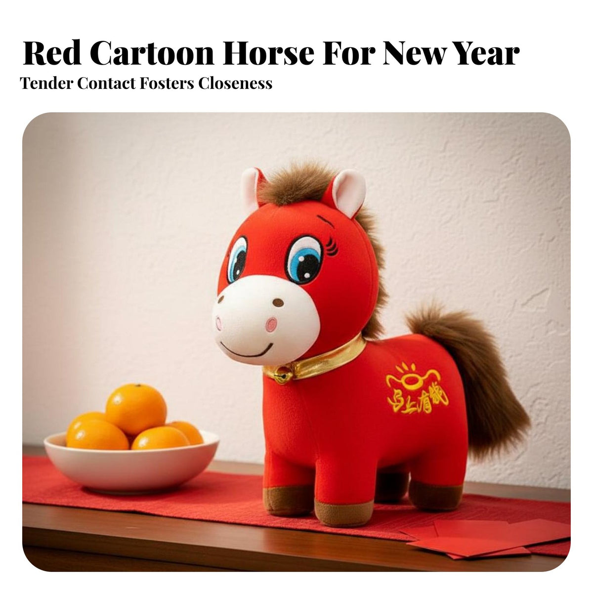 Chinese New Year Horse Symbol Doll Festive Design Chinese New Year Horse Stuffed Soft and Cuddly Spring Festival Symbol Toy for Family, Home, Bedroom