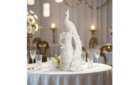 Peacock Statue with Pedestal Imitation Jade Peacock Sculpture Ivory-White Decor for Home Stylists, Entryway, Wedding