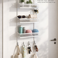 Bedroom Closet Door Organizer, Multi-Layer Hanging Rack for Students, No-Drill Adjustable Hooks for Over-the-Door for Bags & Coats, 15kg Capacity