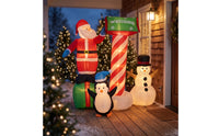 Self-Inflating Inflatable Santa Scene Weather-Resistant Christmas Inflate Decoration Festive Christmas Inflatable Lighted for Homeowners, Families, Yard, Lawn, Garden, Entryway