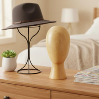 Wood Hat Display Versatile Hairpiece Display Head Form Minimalist Interior Design Decor for Entryway