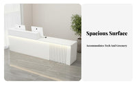 Modern Reception Desk Sturdy Construction Commercial Checkout Counter Scratch-resistant Surface Store Counter with Wood Grain and Marble Texture Suitable for Retailers Business Owners Workplaces