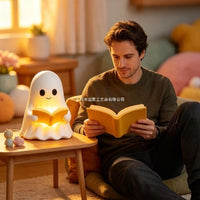 Cute Halloween Ghost Reading Night Light