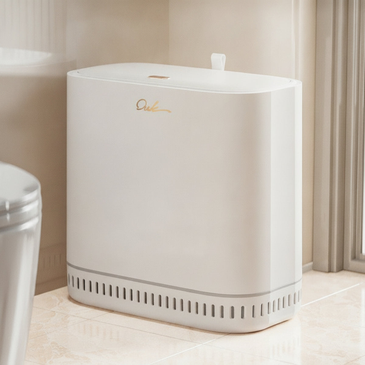 Push Button Trash Can Narrow Wastebasket Space-Saving for Toilet Side, Kitchen