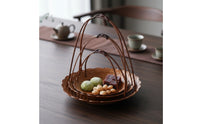 3 Pieces Natural Bamboo Basket with Arched Handle Artisan-Made Serving Tray with Handle Rustic Woven Basket Tray Portable for Hosts, Tea Service, Tabletop Display, Coffee Table