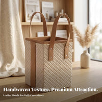 Woven Basket with Handles Woven Container Basket Rectangular