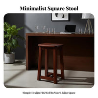 Sturdy Construction Square Saddle Stool High Load-Bearing Backless Saddle Stool Built-in Footrest Indoor Furniture Rounded Corners for Adults, Homeowners, Entertainers, Living Room, Home Bar, Kitchen, Restaurant