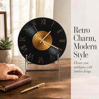 Retro Vinyl Record Desktop Clock Ornament for Home and Office Decor