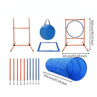 Blue and Orange Dog Agility Training Kit Cylindrical Frame Dog Agility Kit Lightweight Pet Sports Collapsible