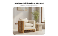 Modern Asian Design Wooden Frame Rattan Sofa Woven Cane rear Living Room Furnishings Minimalist Aesthetic Lounge Suite Plush Cushions for Hospitality Business Owners, Interior Designers, Apartment Dwellers, Hotel Lobby, Guesthouse, Reception Area, Sunroom