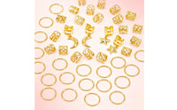 44 Pieces Bohemian Look Hair Cuff and Hair Coil Kit Adjustable Cuffs Braid Charm Jewelry Filigree Design Star Moon Hair Clips for Festivals