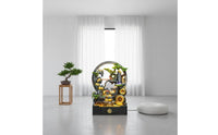 Feng Shui Design Indoor Waterfall Fountain Built-in Aquarium Freestanding Water Curtain Wall LED Rockery Fountain for Business Owners, Living Room, Hotel Lobby, Entryway, Restaurant