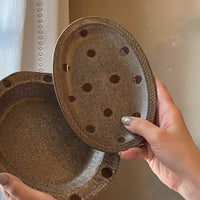 Oval Serving Plate Elegant Speckled Plate Handcrafted Dishware for Dessert, Coffee Break
