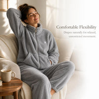 Unisex Plush Fleece Pajama Set for Winter - Thickened Warm Loungewear