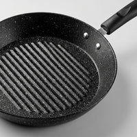 Induction Hob Pancake Pan and Egg Cooker with Wooden Handle, Non-Stick Stone Pancake Maker, 3.5cm Depth Poached Egg Pan, Breakfast Pan Induction
