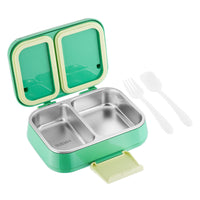 Leakproof Lunch Box with Stainless Steel Liner Compact Divided Lunch Container Portable Food-Grade for Adults, Students, Office, Travel