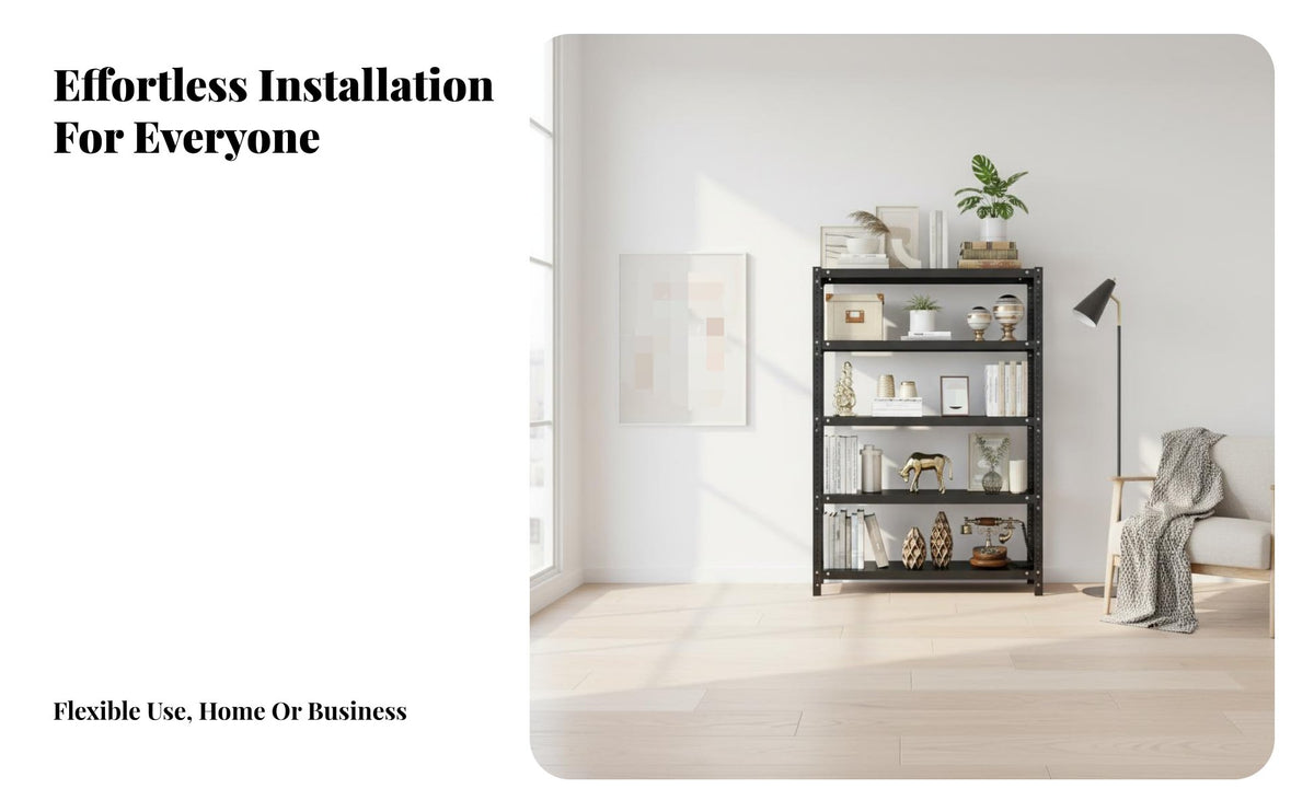 Multi-Tier Metal Shelf High Load Capacity Freestanding Storage Rack Sturdy Construction 5-Tier Metal Shelving for Adults, Warehouse, Storeroom, Pantry
