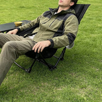 Portable Camping Recliner Wide Backrest Folding Lounge Chair Aluminum Alloy Frame Folding Camp Chair for Fishing, Barbecue