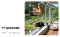 No-Drill Installation Suction Cup Pet Platform Strong Load-Bearing Window Perch High Weight Capacity Pet Furniture Sturdy Frame for Renters, Glass Surfaces, Glass Doors, Sunbathing Area, Bird Watching