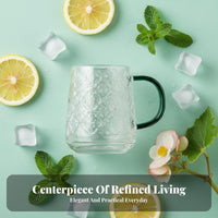 Heat-Resistant Embossed Glass Pitcher Set Large Capacity Glass Carafe with Cups Safe Material for Tea Drinkers, Families, Home, Kitchen
