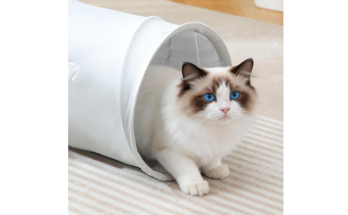 Collapsible Foldable Cat Tunnel Soft Textile Interactive Cat Tunnel Indoor Animal Plaything Compact Storage for Hide-and-Seek