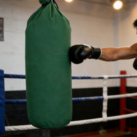 Double-Stitched Empty Training Sandbag Fillable Canvas Hanging Sandbag Reinforced Seams Cylindrical Training Bag Green