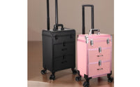 Telescopic Handle Makeup Trolley Case Wheeled Rolling Makeup Case Aluminum Frame Beauty Storage Portable for Studio