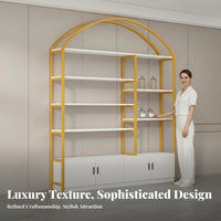Cosmetic Product Shelving Sturdy & Stable Multi-Layer Display Shelf Luxurious Aura Gold Metal Display Stand for Adults, Bedroom, Living Room, Washroom