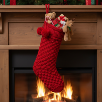 Knitted Christmas Stocking Large 46cm for Gifts and Decoration