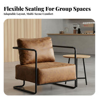 Retro Design Upholstered Sled Base Armchair Industrial Design Cafe Chair Sturdy Construction Commercial Furniture Comfortable Cushioning for Business Owners, Interior Designers, Homeowners, Restaurant, Tea House, Reception Area