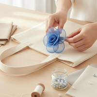 Handmade Korean Style Ribbon Rose Flower Applique for DIY Hair Accessories and Brooches