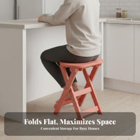Foldable Design foldable Wooden Stool with Backrest Space-Saving Folding Chair Easy to Carry Portable Furniture all-purpose for Apartment Dwellers, property owners, event and event attendeesers, Small compact areas, Kitchen, Dining Room, Backyard