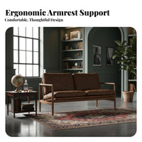 Top-Grain Cowhide 3-Seater Leather Sofa sturdy Wood Frame 3-Seat Sofa Retro Design Couch Modern Minimalist aesthetic for Apartment Dwellers, Homeowners, Families, Bedroom, Home, Lounge Area, Office