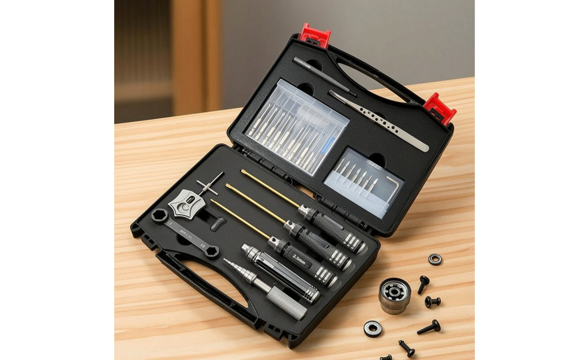 Fishing Reel Maintenance Kit Hard-Cased Fishing Reel Tool Kit Knurled Tools for Tackle Box