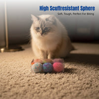 Colorful Cat Toy Ball, Quiet Plush Teaser, Automatic Play, Scratch & Bite Resistant, Interactive Chase