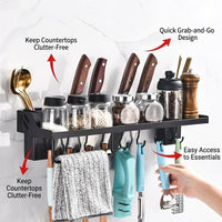 Cabinet Organizer and Metal Spice Rack for Kitchen Shelves, Wall Mounted Seasoning Made of Space Aluminium for Home Cooks