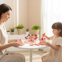 Pretend Play Dessert Set Reusable Toy Birthday Cake Imaginative Wooden Cake Toy for Young Children, Daycare