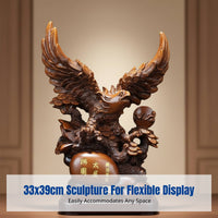Resin Wood Grain Eagle Sculpture, Ascending Eagle Figurine, Auspicious Office Desk Decor, Chinese Style Ornament