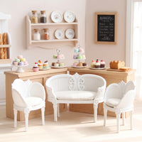 3 Pieces Dollhouse Chairs with Cushions Rattan Look Miniature Chairs with Cushions Realistic Furniture for Miniaturists, Photo Scenes